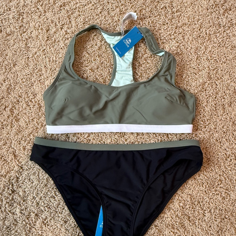 Cupshe Olive and Black Bikini Set
